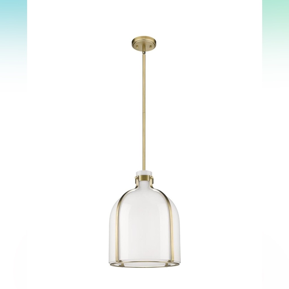 NIB Z Lite Pearson Pendant Light in Brass Transitional Style 16.5” Tall